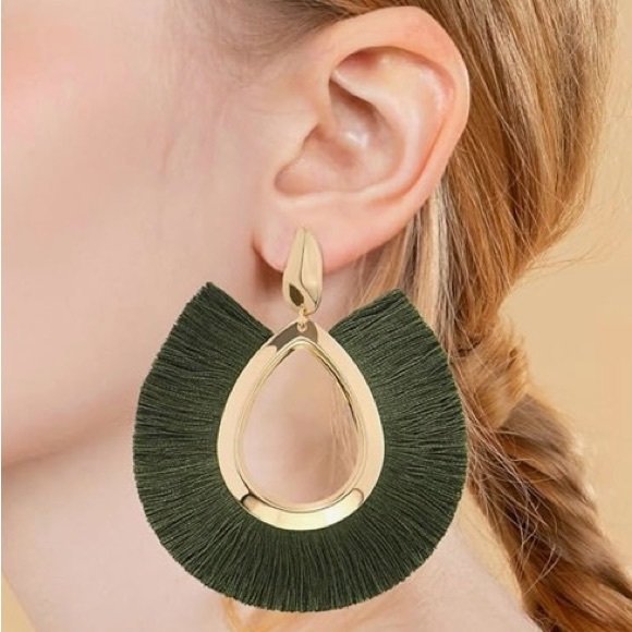 2 Pair Tassel Hoop Earrings - Picture 8 of 8